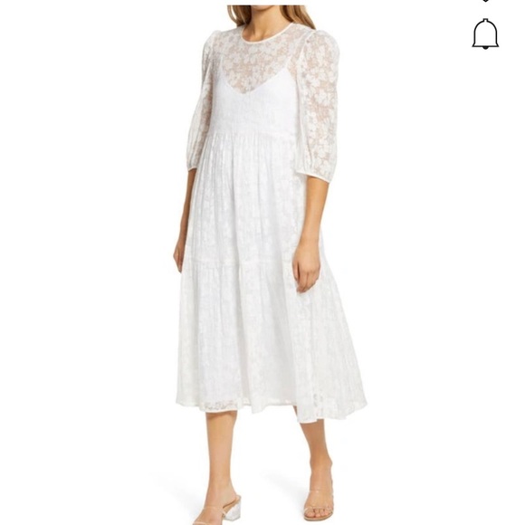 Wayf Dresses & Skirts - WAYF Babydoll Crinkled Midi Dress Size L NWT